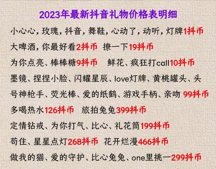 【文章标题】：抖音刷礼物等级价格对照表深度解析